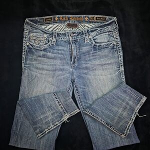 Rock Revival Embellished Pocket Blue Jeans